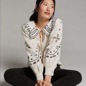 NWT Anthropologie Rahi Sidra Embroidered Blouse XS B-1281